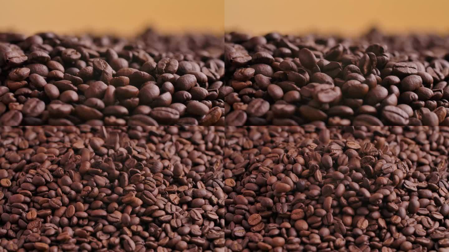 咖啡豆落下咖啡豆倒入慢动作升格广告