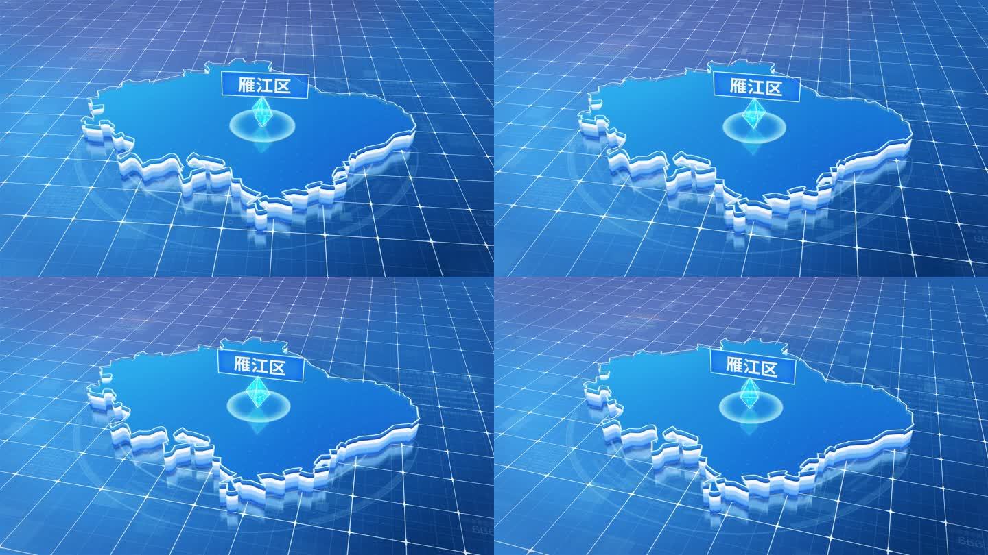 雁江区蓝色科技感定位立体地图