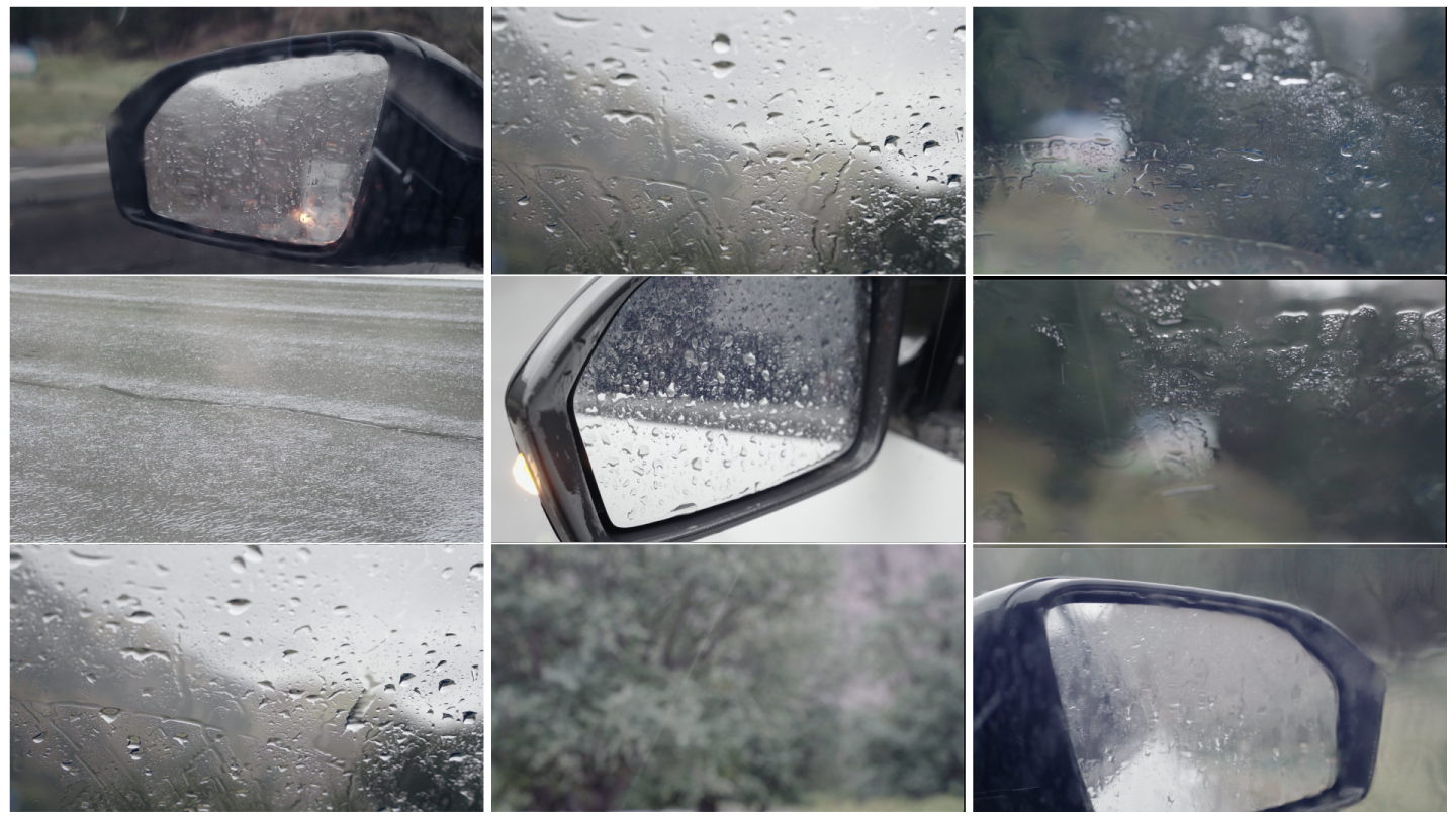 车窗后视镜下雨