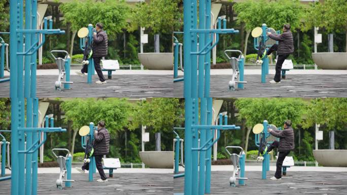 老人健身器材公园休闲老龄化退休社保医疗