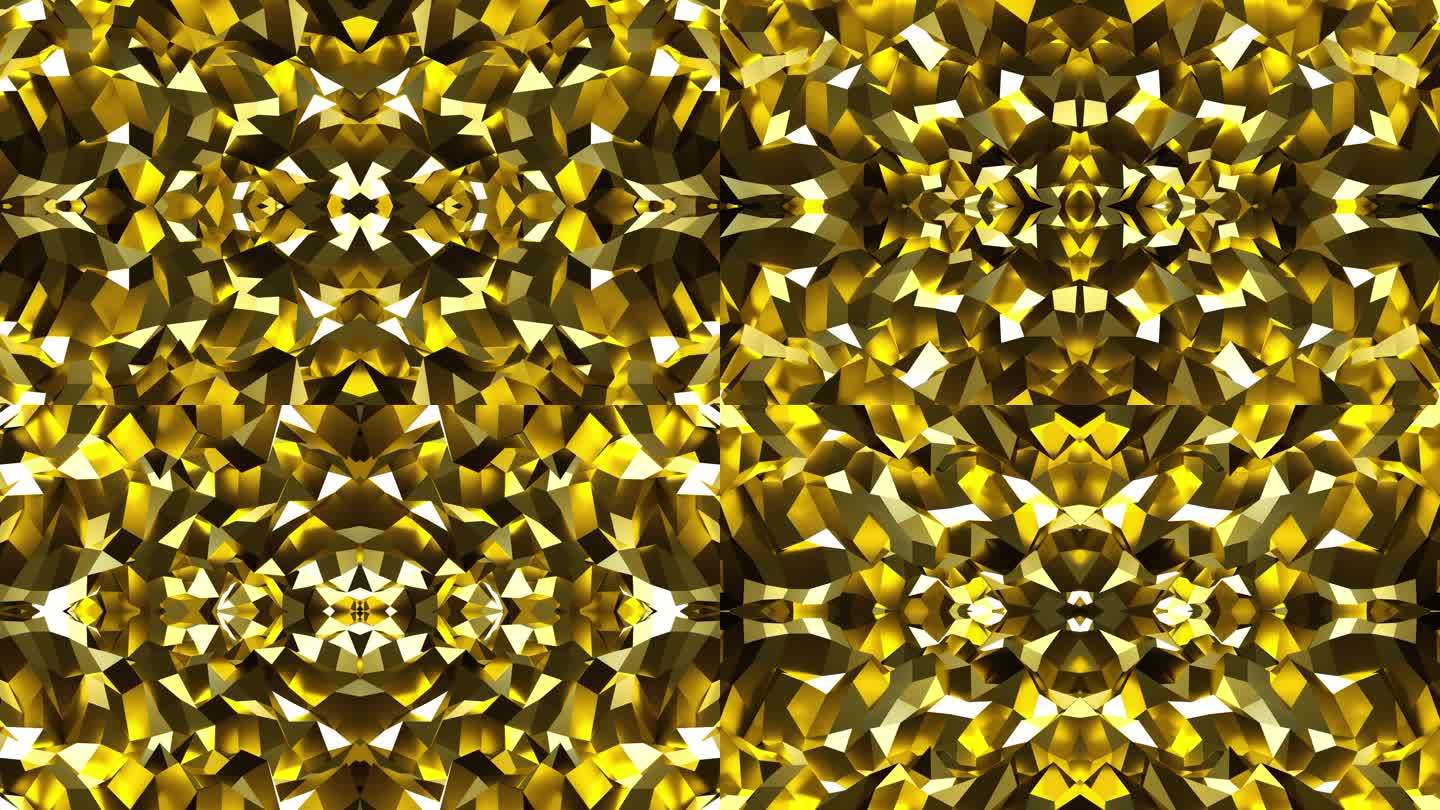 【4K时尚背景】几何黑金璀璨分形抽象图形