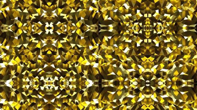 【4K时尚背景】几何黑金璀璨分形抽象图形