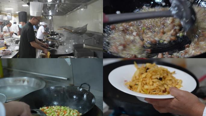 酒店厨师炒菜菜品出品实拍视频素材