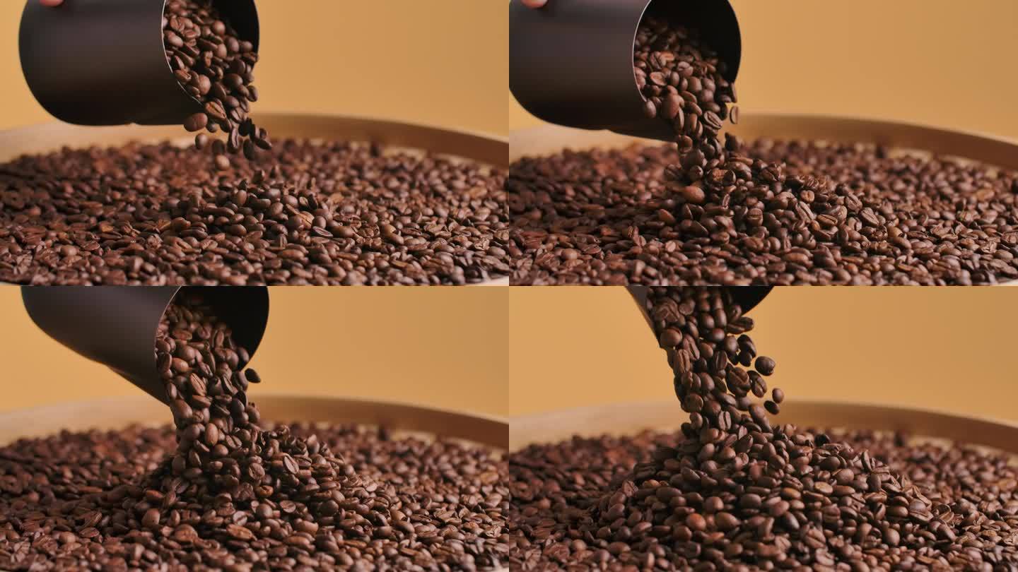 咖啡落下咖啡豆倒入慢动作烘焙升格广告