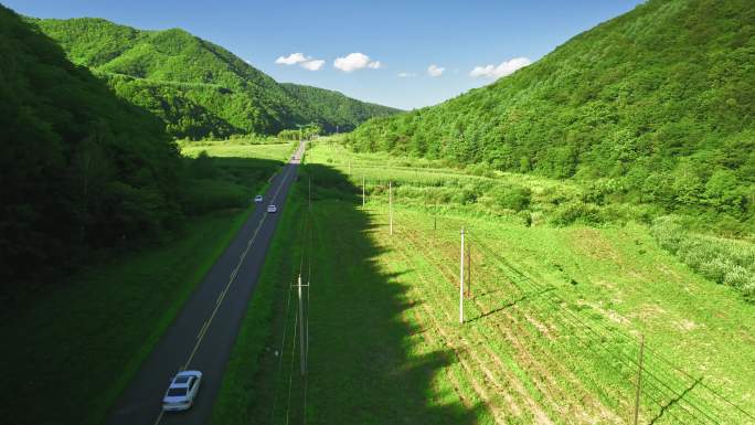 笔直的公路汽车驶向远方