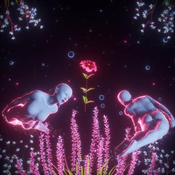 人体 植物 花园 紫色 循环 花朵 梦幻视频素材