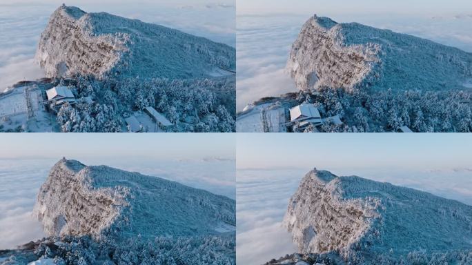 峨眉山万佛顶冬季雪景航拍