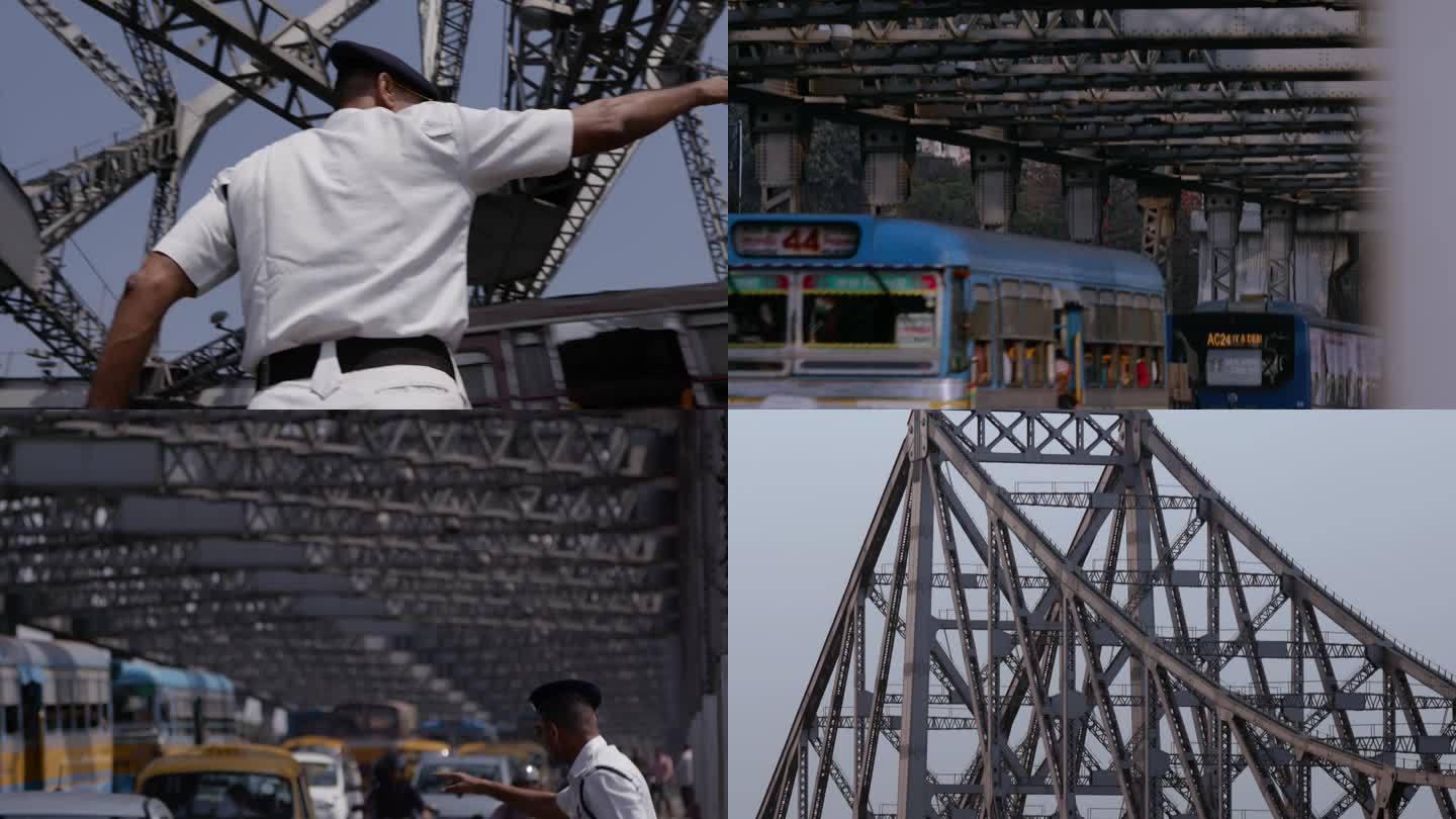 印度加尔各答豪拉桥交通现场