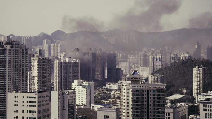 高清实拍 城市高楼起火 火灾视频素材