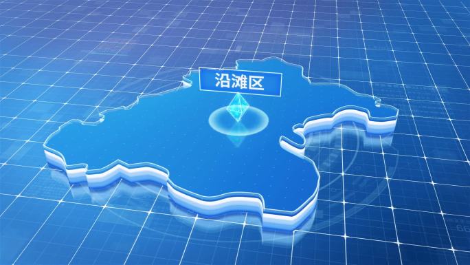 沿滩区蓝色科技感定位立体地图