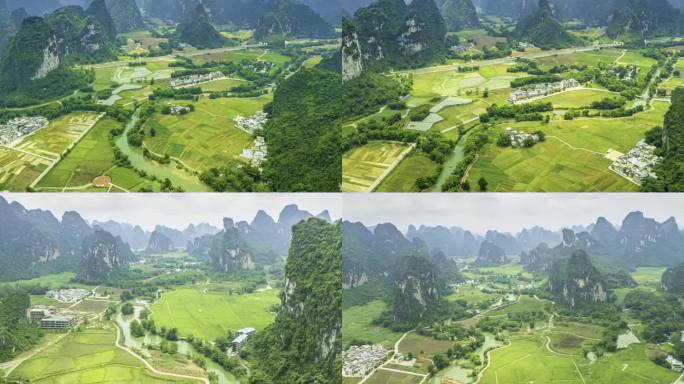 4K延时航拍明仕田园大山