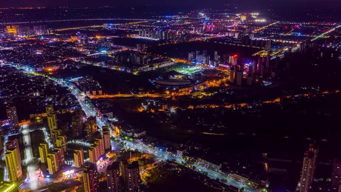 桐城夜景延时桐城航拍安庆桐城市航拍桐城