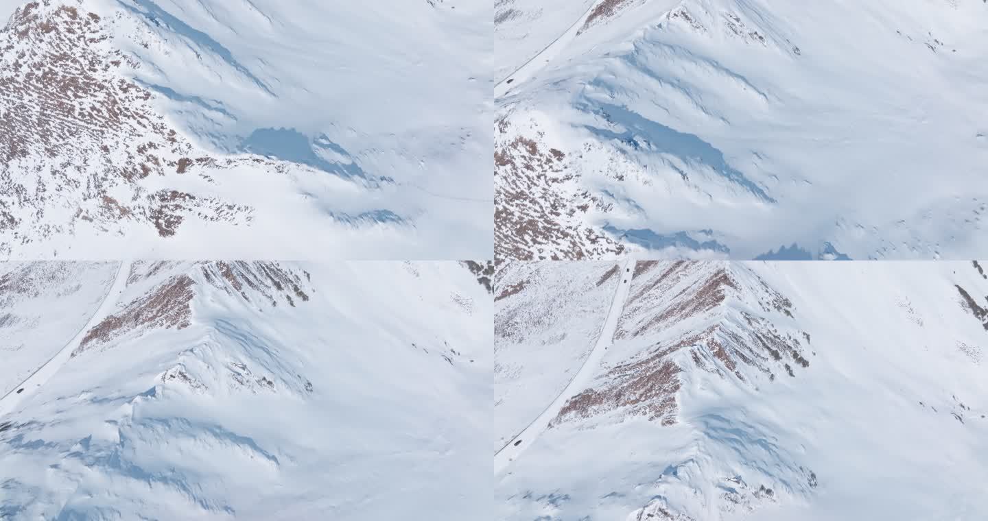 俯拍冬季夹金山冬季白雪