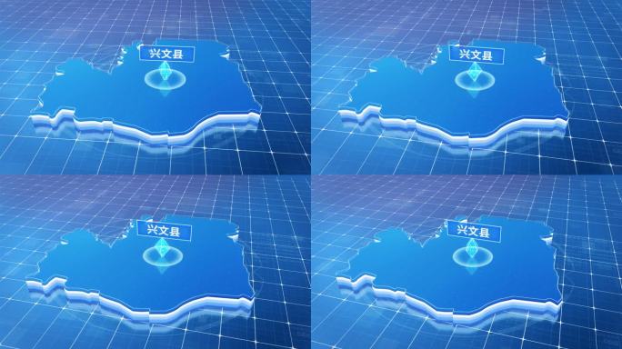 兴文县蓝色科技感定位立体地图