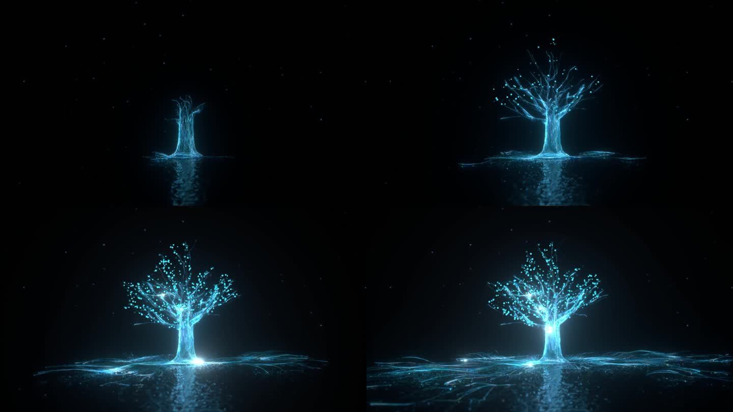 科技光线粒子树生长 Alpha通道