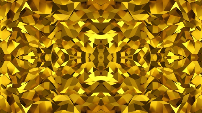 【4K时尚背景】奢华黄金璀璨镜像抽象图形