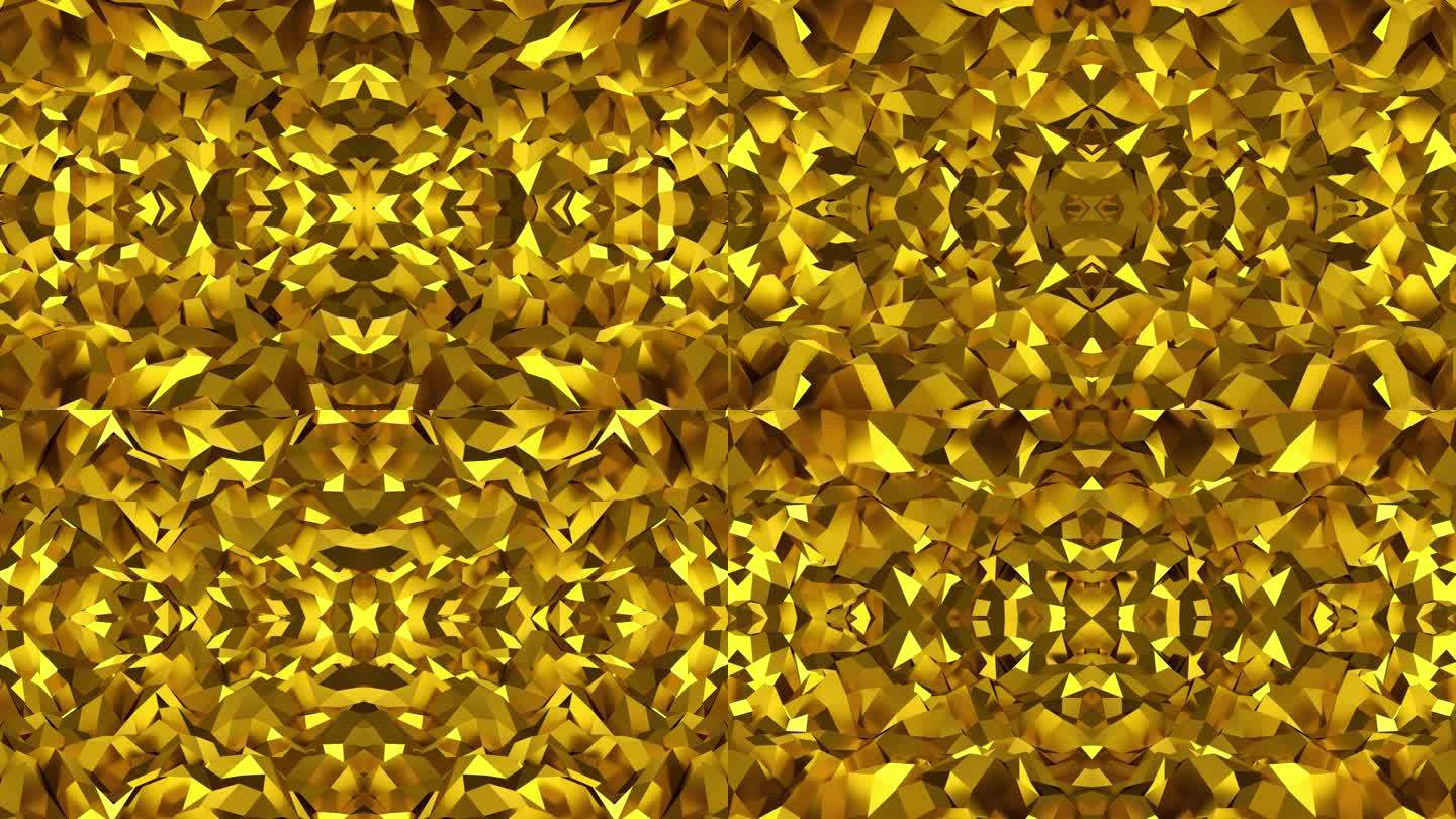 【4K时尚背景】奢华黄金璀璨镜像抽象图形