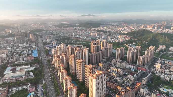 东莞凤岗高空航拍日落延时夜景延时