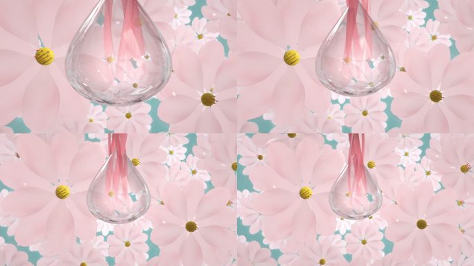 三维动态粉色花朵背景广告素材