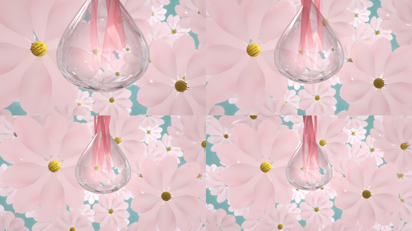 三维动态粉色花朵背景广告素材