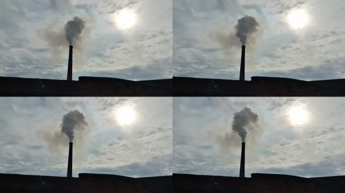 冒烟囱烟冒烟雾工厂烟囱碳排放烟囱烟雾缭绕