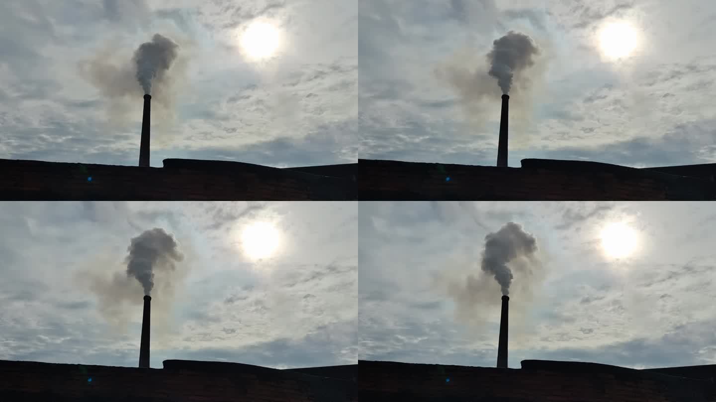 冒烟囱烟冒烟雾工厂烟囱碳排放烟囱烟雾缭绕