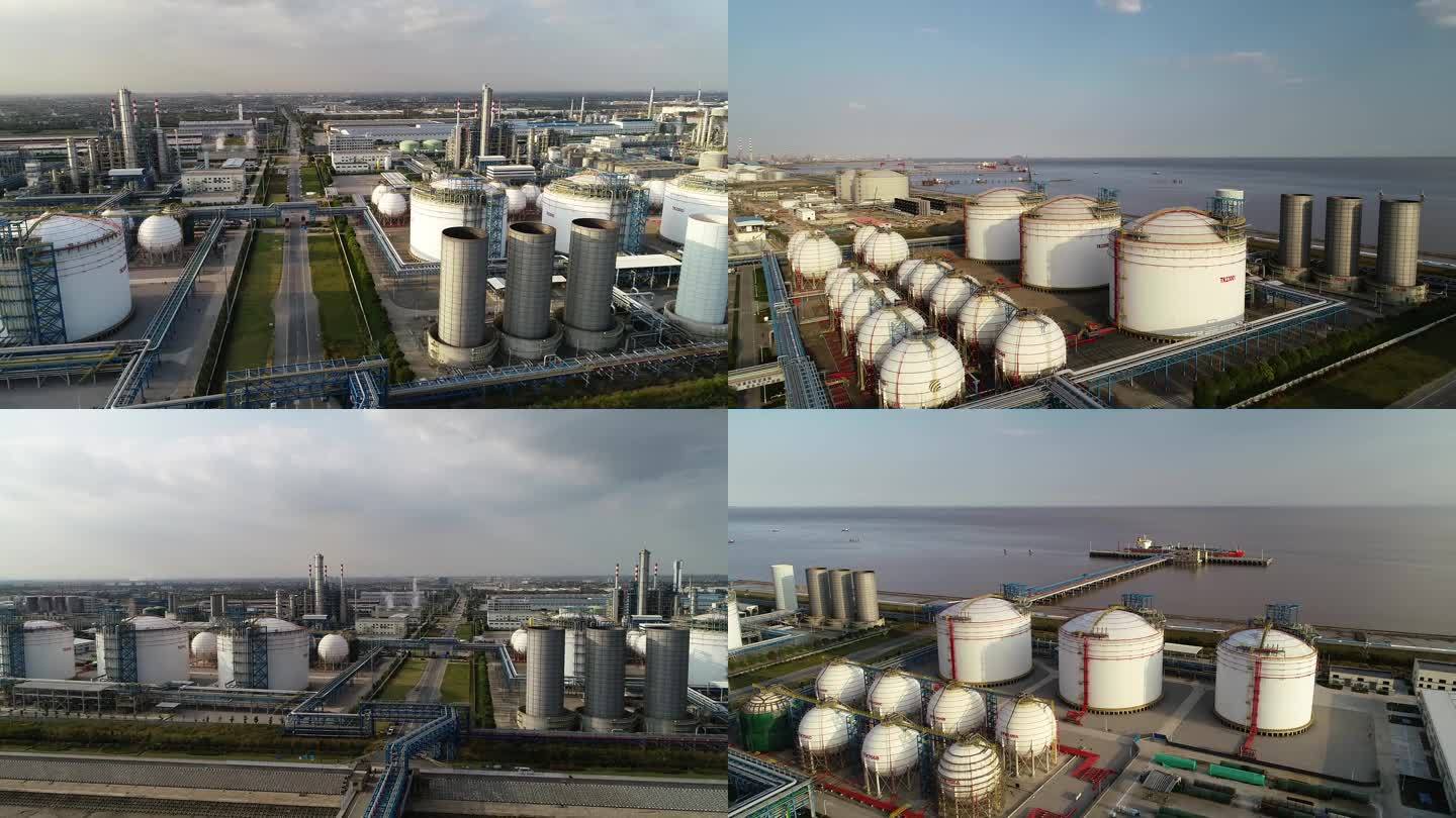 化工厂航拍，大型化工厂，炼油厂，码头航拍