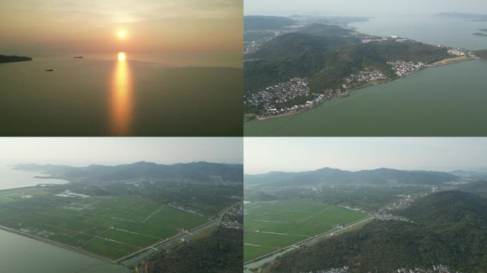 西山 落日 静山夕阳观景 航拍