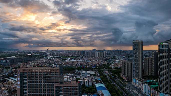 台风天大气黄昏云层延时