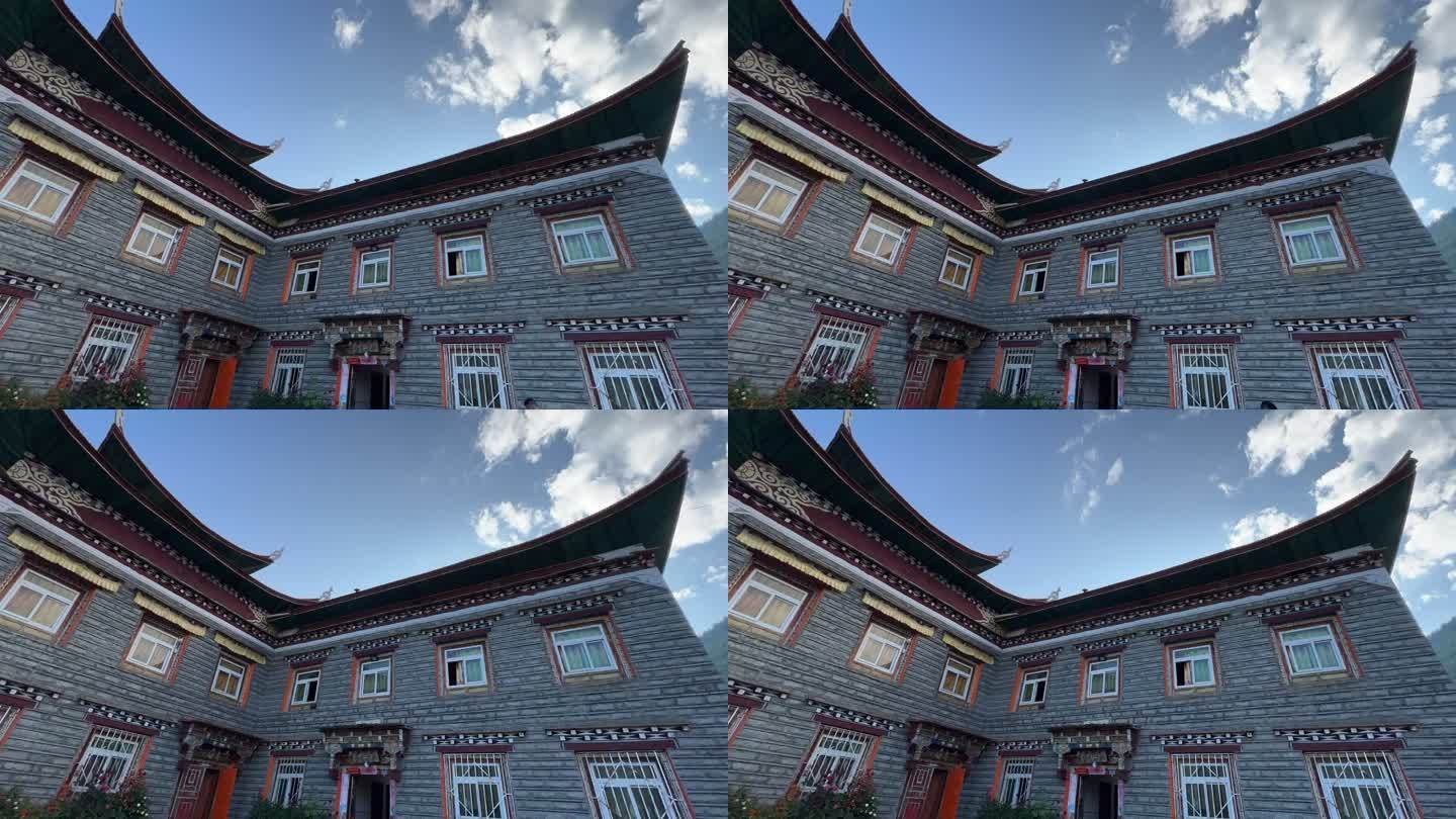 藏式建筑 蓝天白云