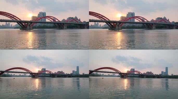 广西柳州柳江文惠桥日落夕阳