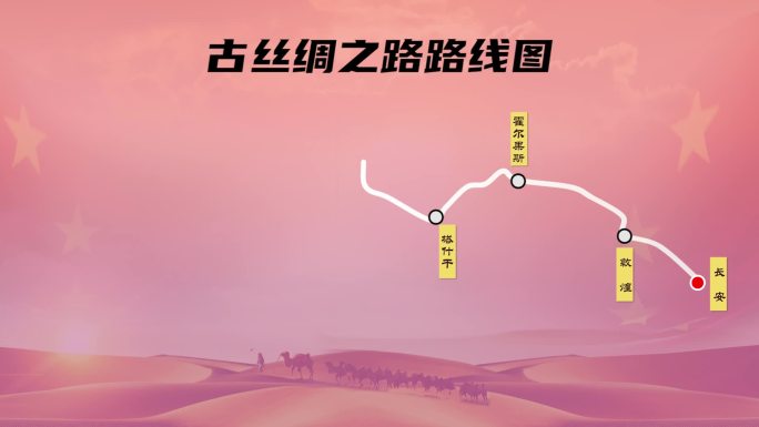 古丝绸之路路线图PR模板地图