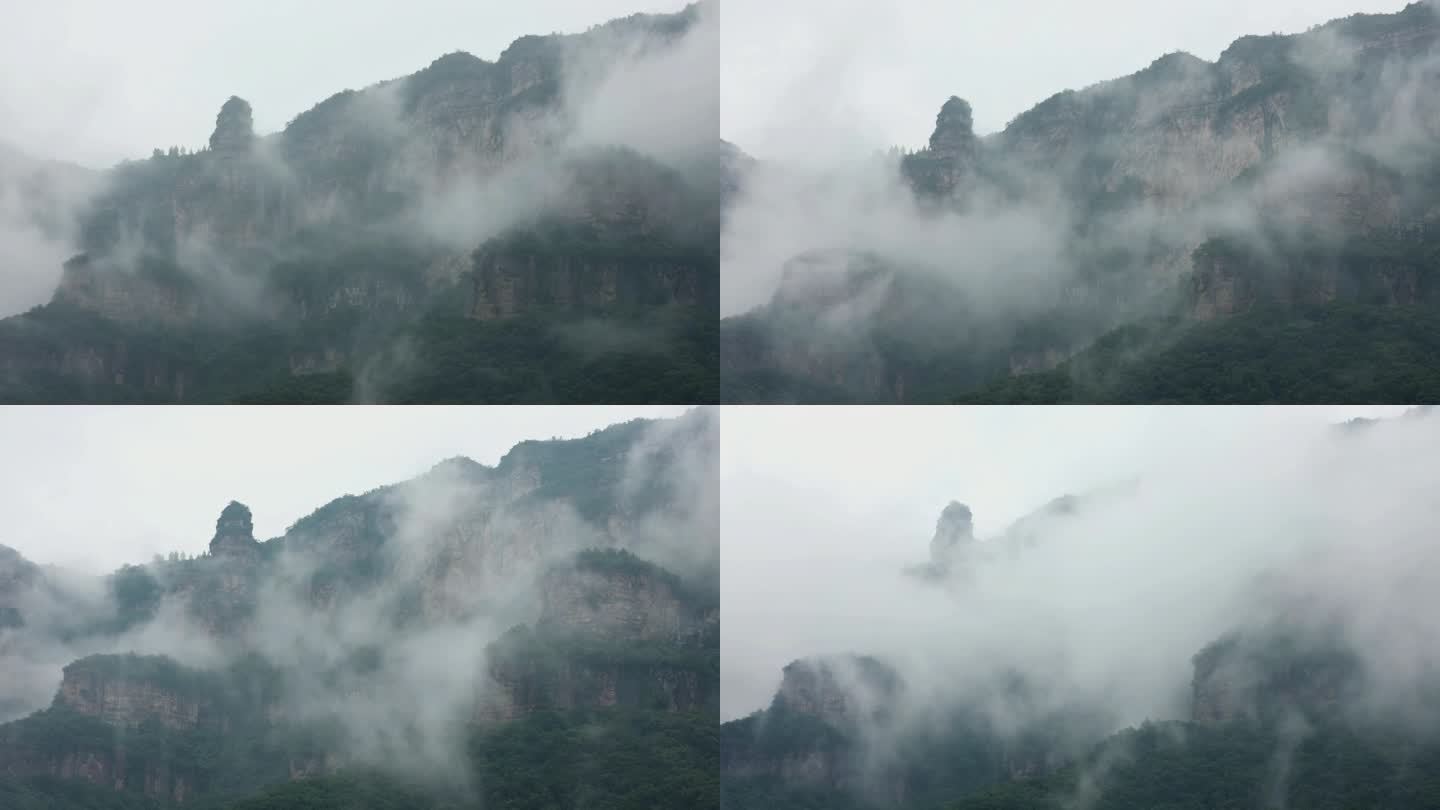 林州太行大峡谷雨中云雾 延时摄影