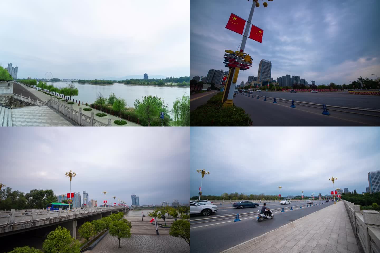 汉中汉江延时街景空镜