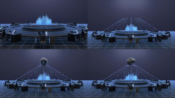 人工大脑和未来城市智能控制中心C4D动画