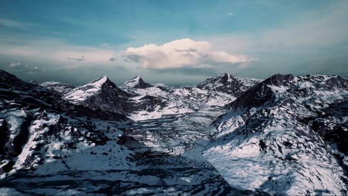 航拍雪山高寒山地