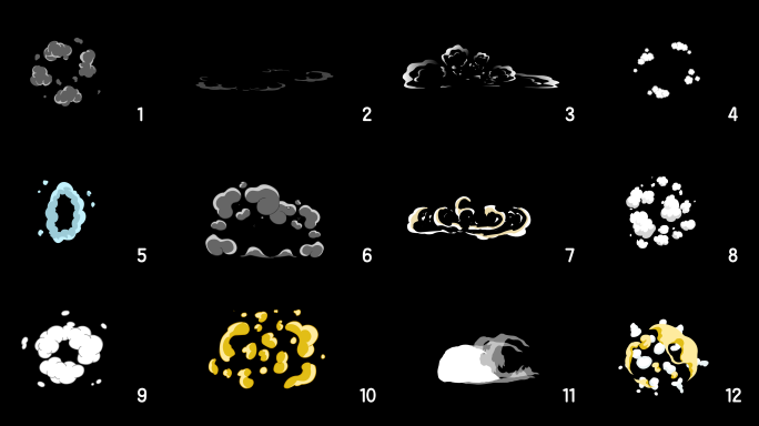 12种卡通烟雾散开【4K带通道】
