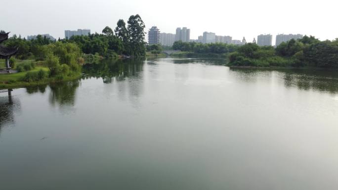 四川省眉山市东坡湿地公园航拍