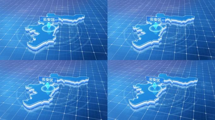 云安区蓝色科技感定位立体地图