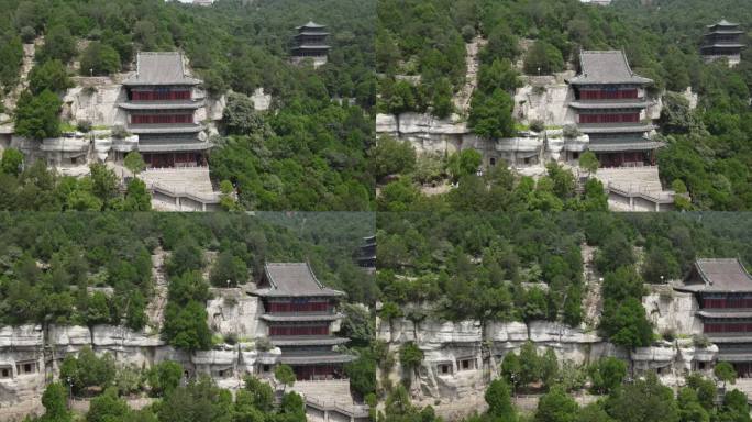 航拍夏季的太原天龙山