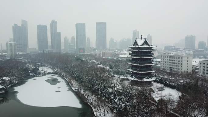 航拍合肥2018年雪景