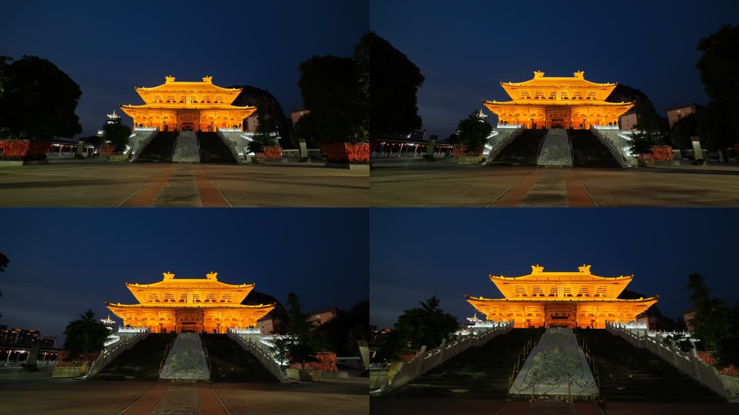 广西柳州文庙孔庙宫殿夜景