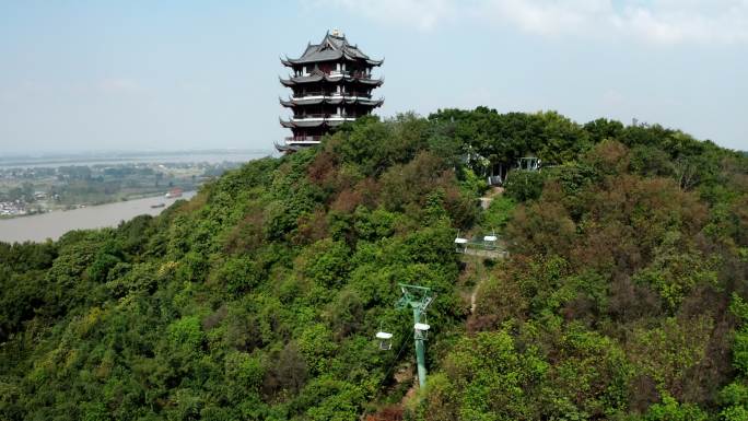 安徽省马鞍山市采石矶景区三台阁航拍