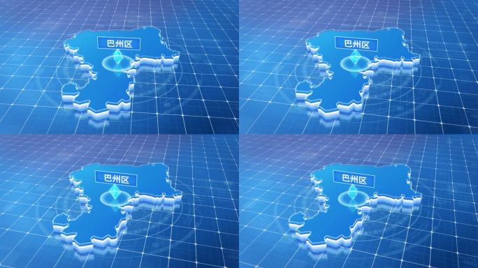 巴州区蓝色科技感定位立体地图