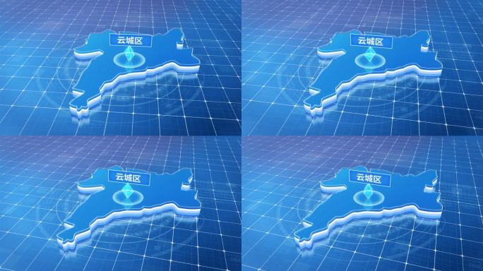 云城区蓝色科技感定位立体地图