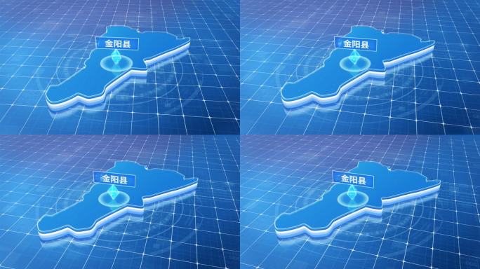 金阳县蓝色科技感定位立体地图