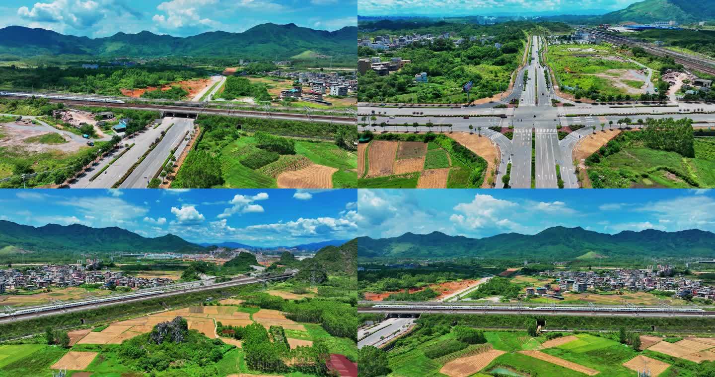 桂林西站轨道交通动车航拍2022新
