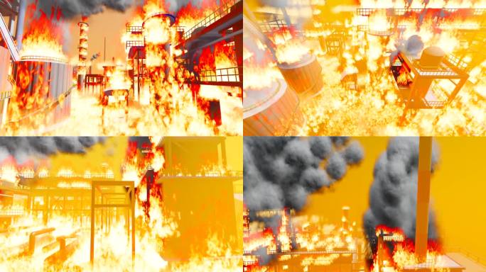 工厂安全事故爆炸火灾三维动画
