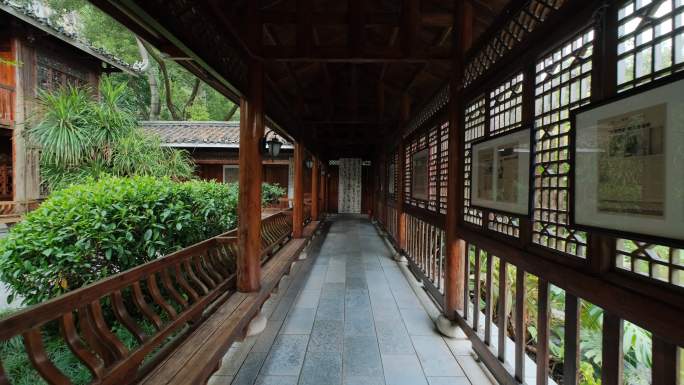 中式古建筑 木楼 长廊 走廊