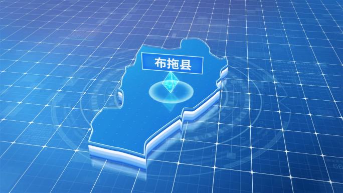 布拖县蓝色科技感定位立体地图